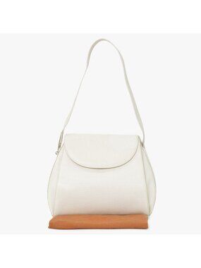 Loewe Leather Shoulder Bag Calfskin Musical Note Shape Metal White Flap